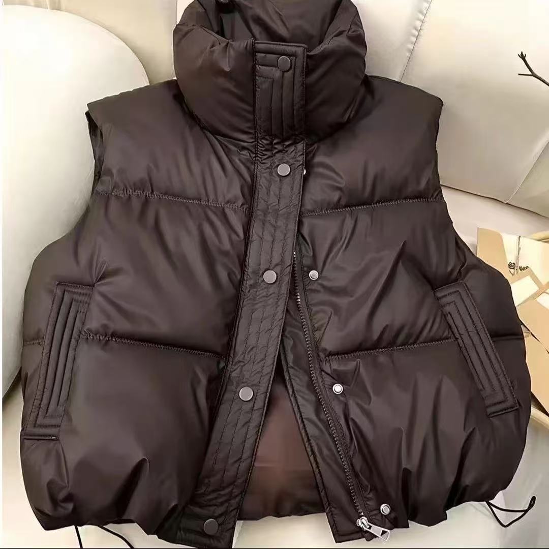 女秋冬嘻哈风马夹常规款女黑色冬季马甲厚款韩式Y0085