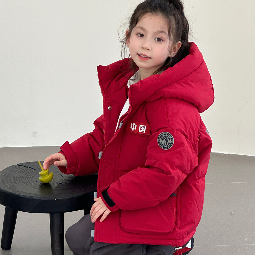 童装儿童羽绒服男童女童连帽中国风羽绒外套中大童Q18