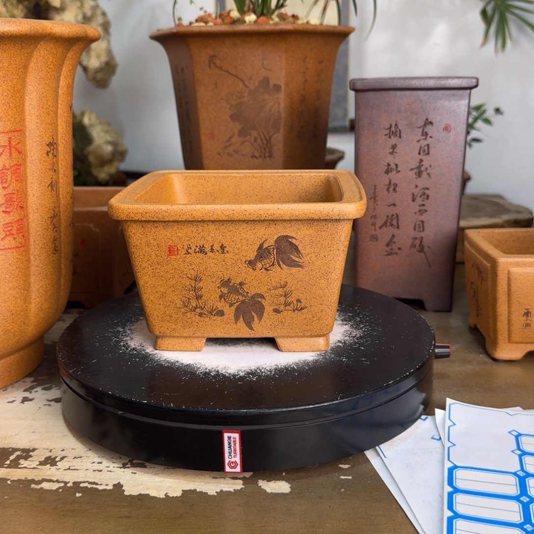 来***虎紫砂花盆紫砂花盆