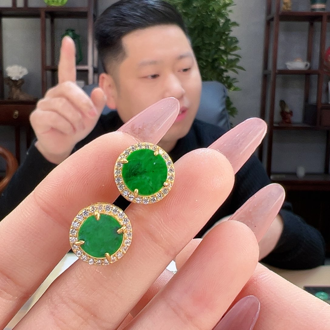 翡翠耳饰银S925镶嵌耳环4