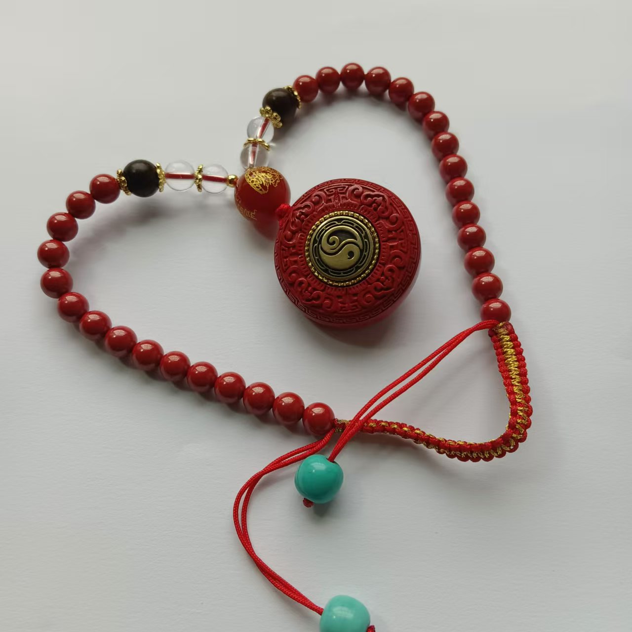 含辰砂工艺品朱砂八卦旋转罗盘挂件