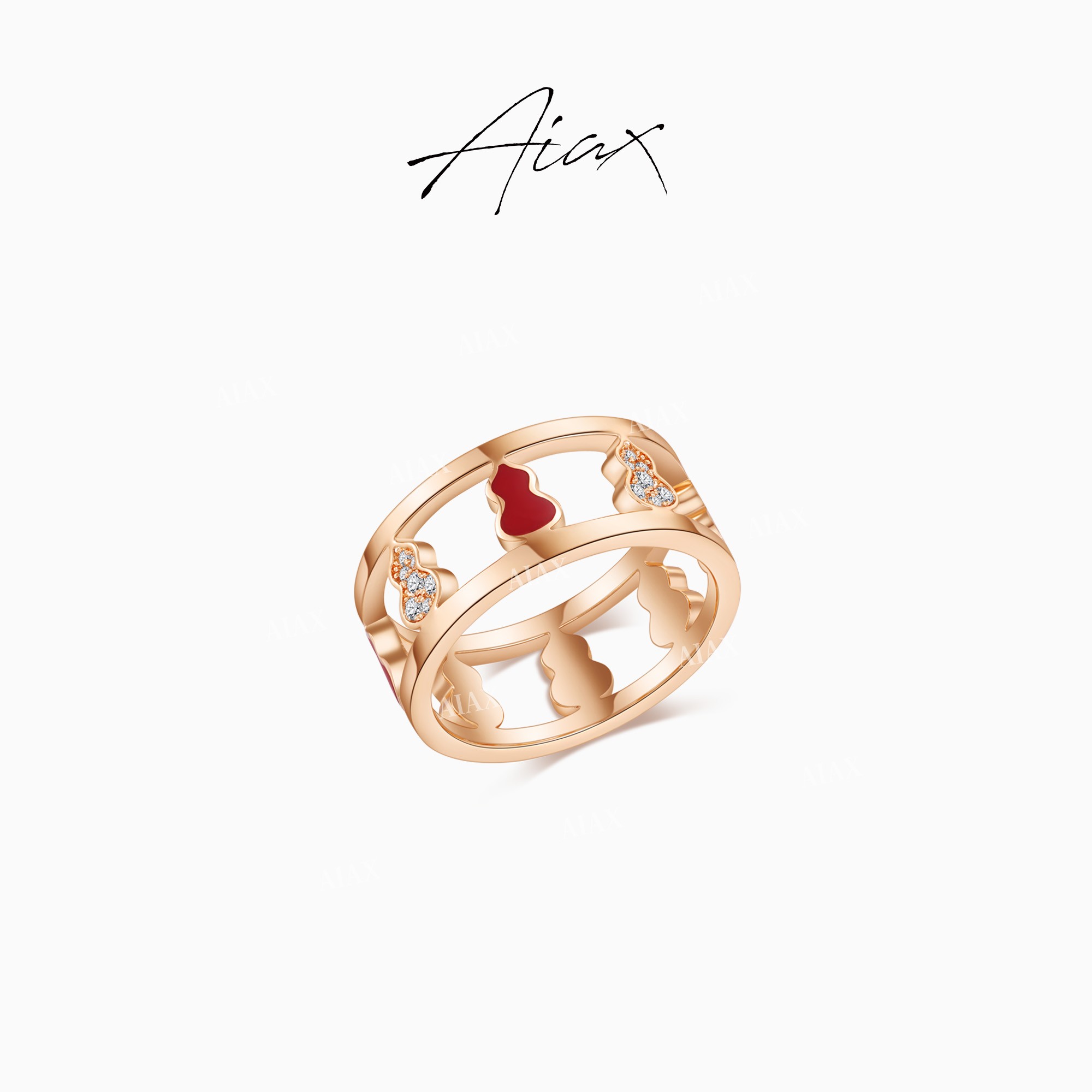 铜合金珐琅戒指 AIAX 618【福禄环绕】 福运招财多葫芦戒指TSS7891