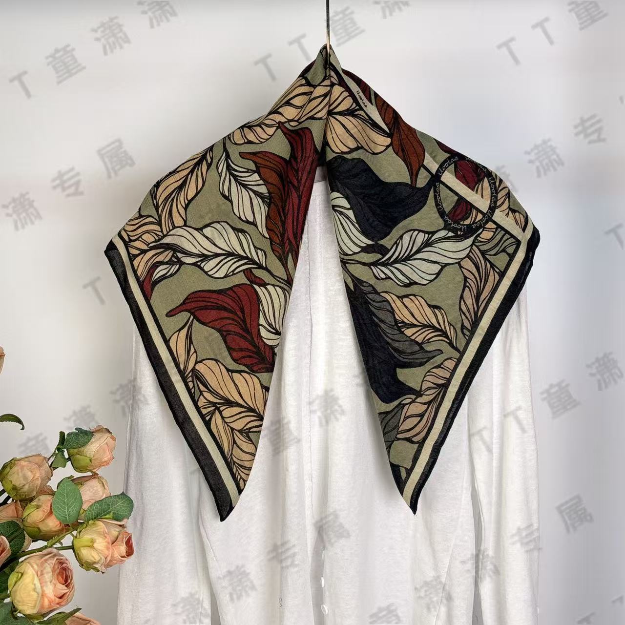 （霜叶凝秋）新款方巾65*65左右围巾