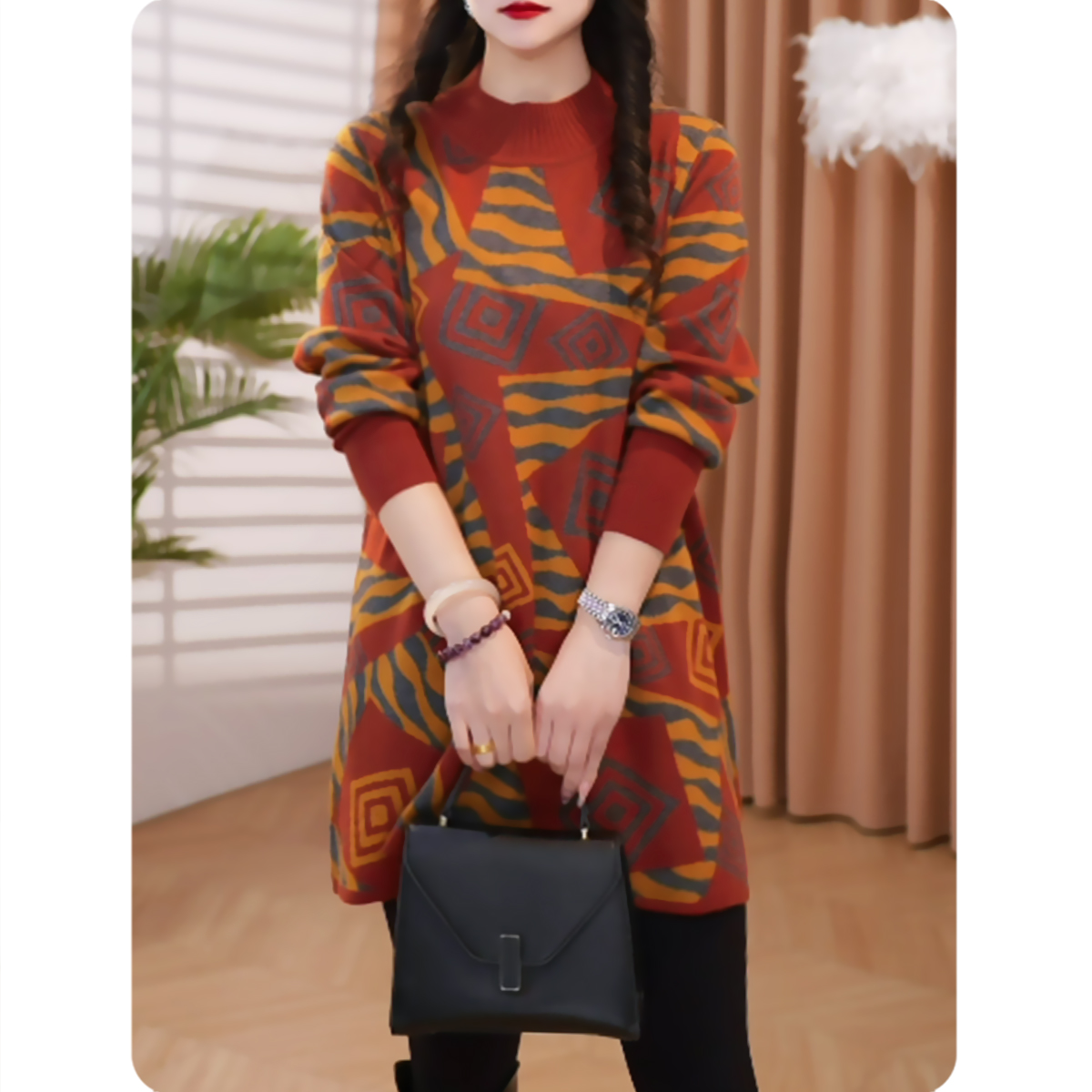 <水波>时尚女士毛衫上衣洋气长袖显瘦大码女装4ZS01251051