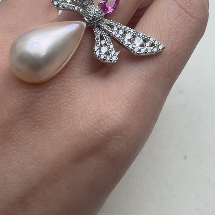 拼合珍珠（马贝珠）戒圈银S925镶嵌