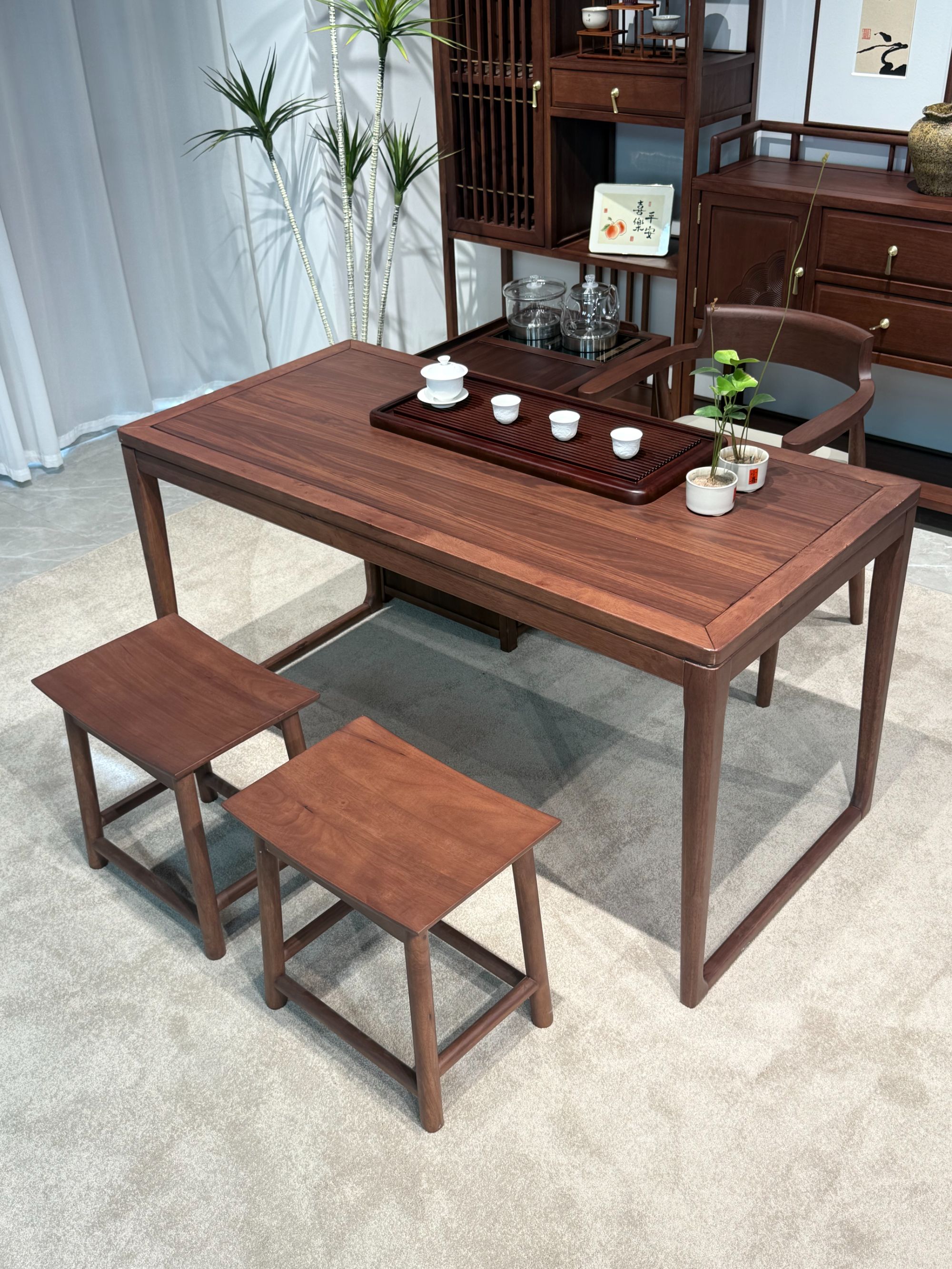 【专属链接】宋式美学新中式阳台小茶桌喝茶桌黑胡桃实木家用小茶台