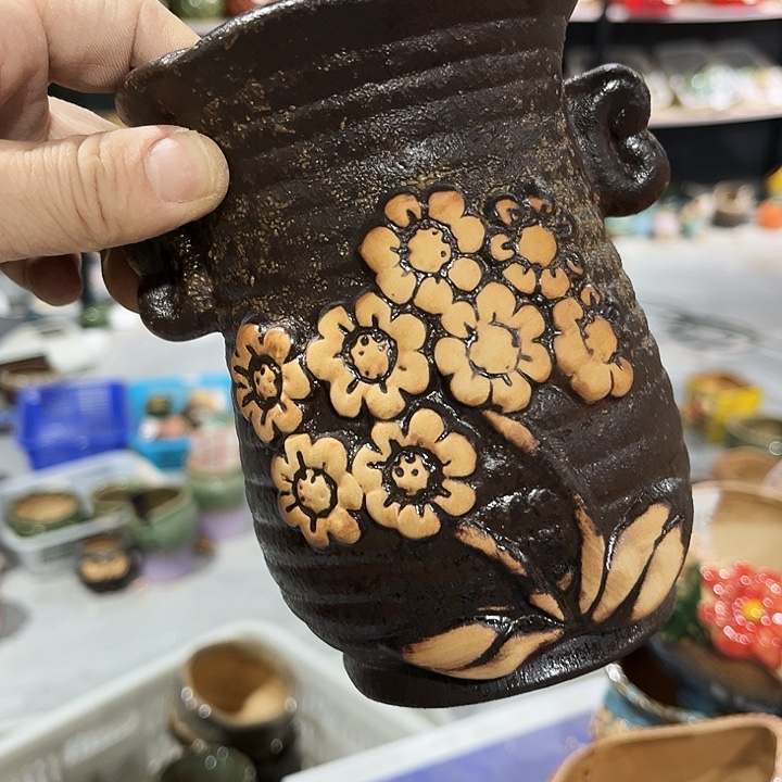 瓷片花盆多肉植物艺术品