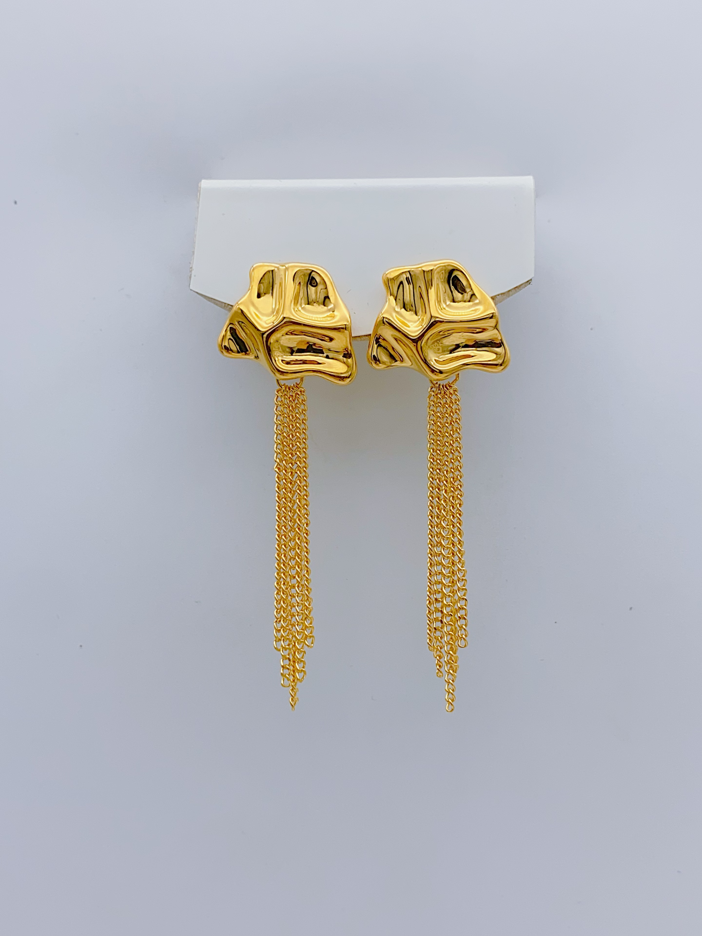 老庙黄金2 足金精工5D工艺不规则流苏直针耳饰 5.04克