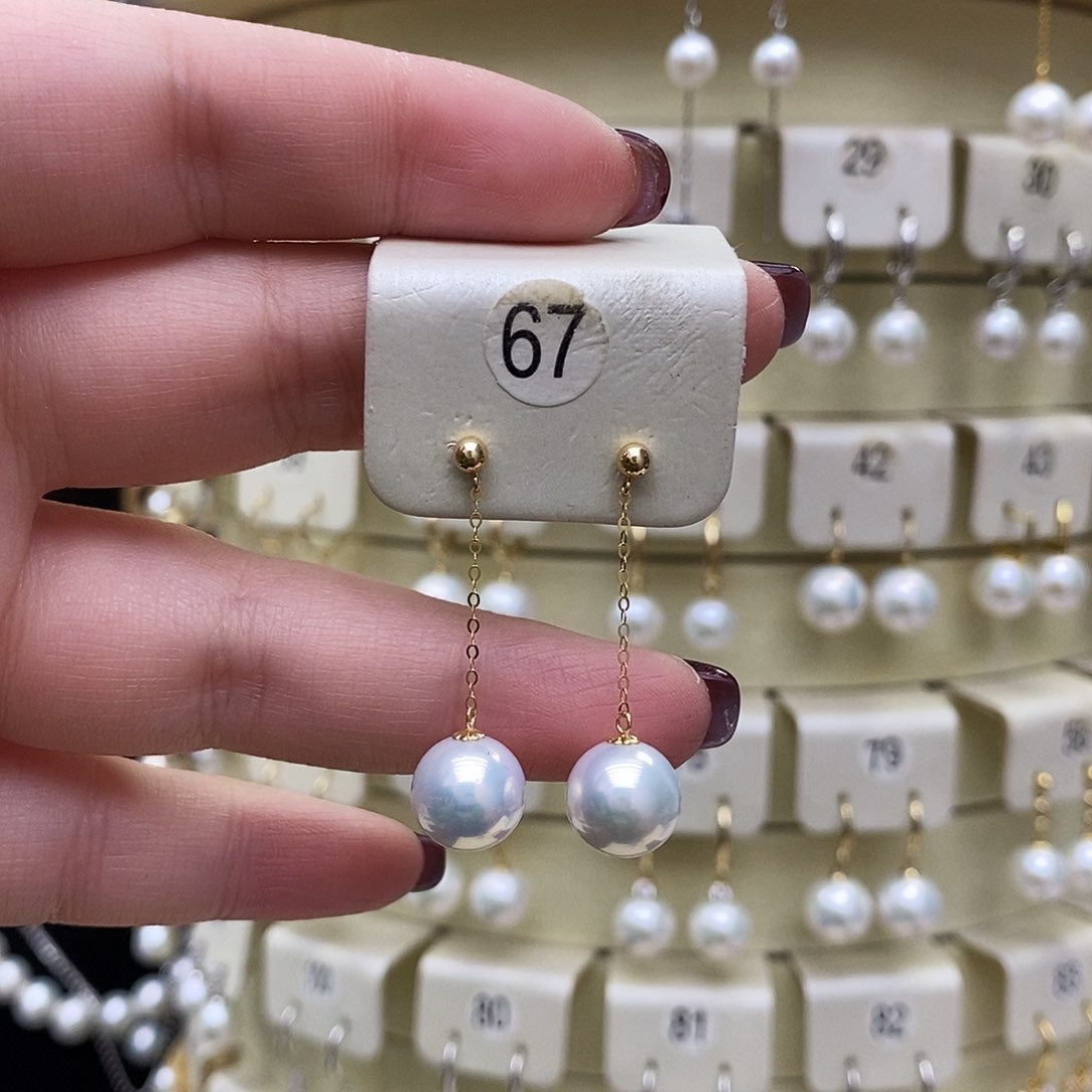 淡水珍珠耳饰18K金镶嵌