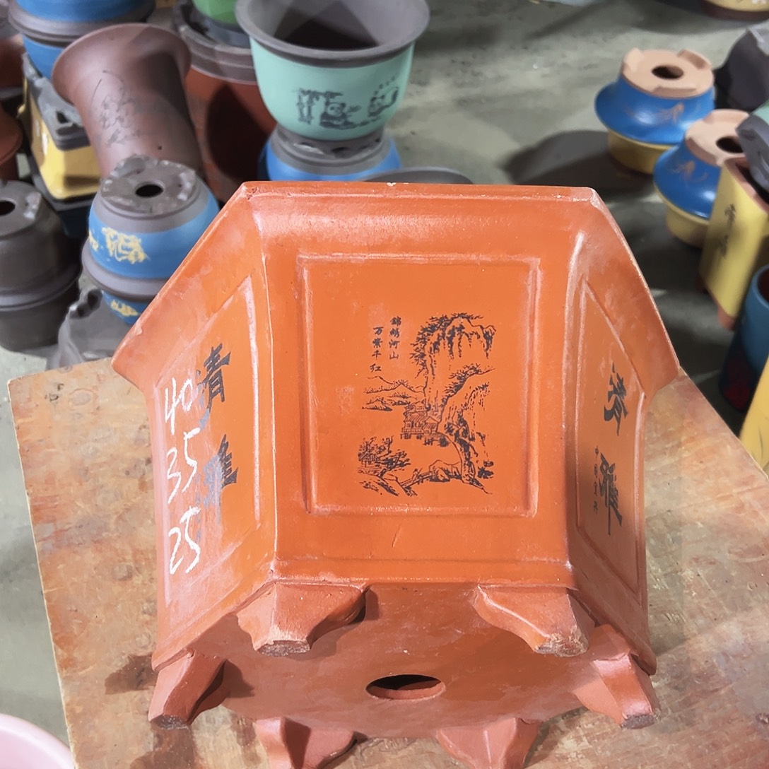40红清雅六方花盆花盆