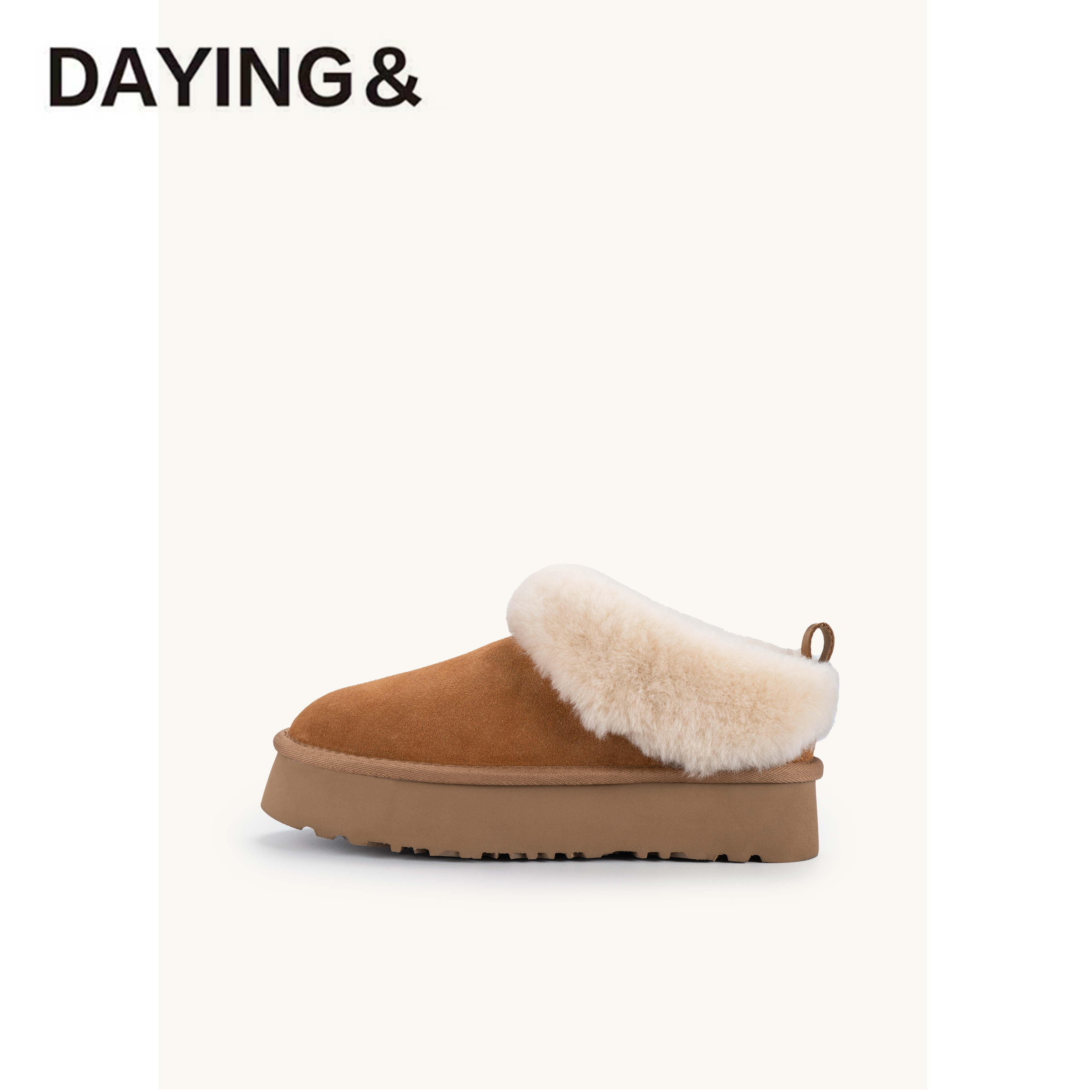 【羊皮毛一体-覆膜牛皮】塔茨勒厚底4CM桑坡村羊毛加厚冬短雪地靴