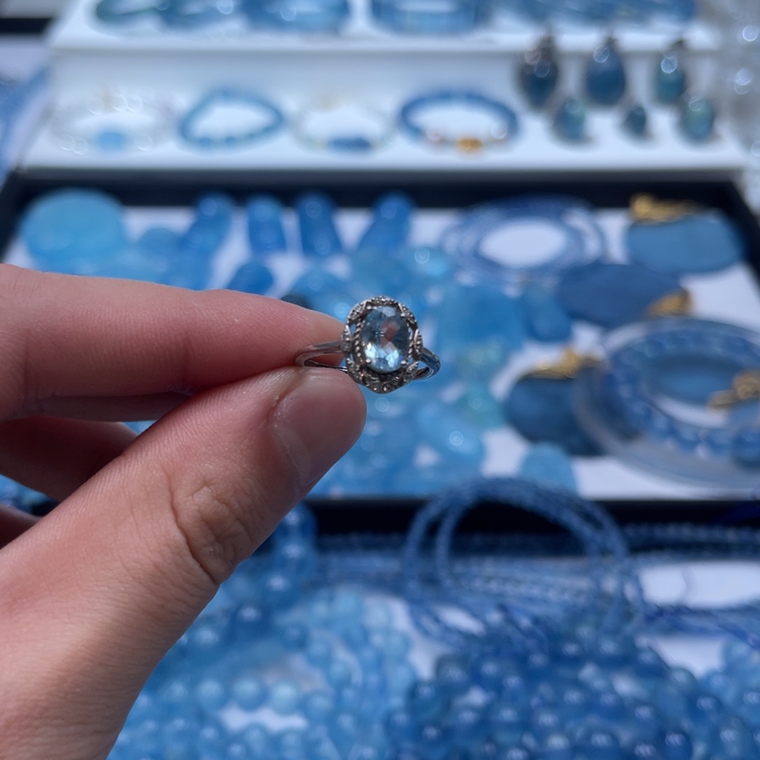 水晶银S925镶嵌颈饰戒指