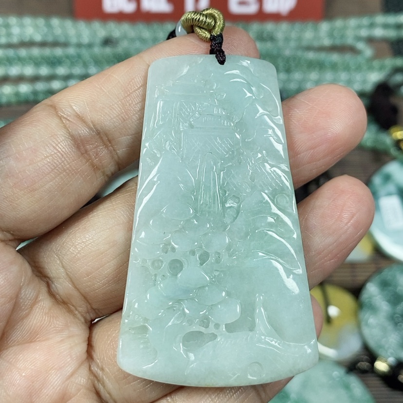 【闪购商品】翡翠颈饰未镶嵌玉吊坠翡翠玉山水牌
