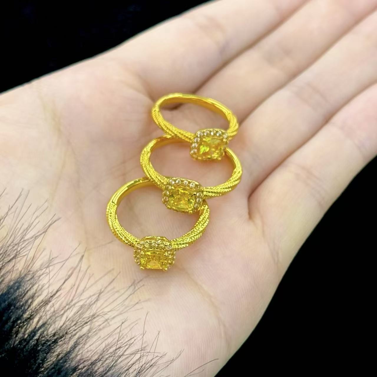 【小梁总】足金精致百搭爆闪方糖戒指-（发一）-24