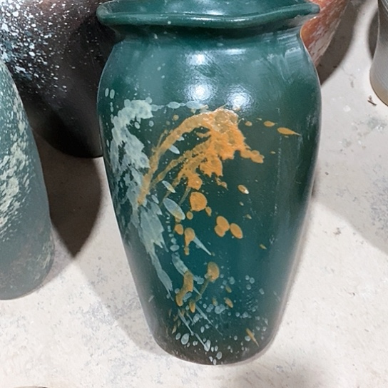 紫砂花盆口19高度35墨绿色