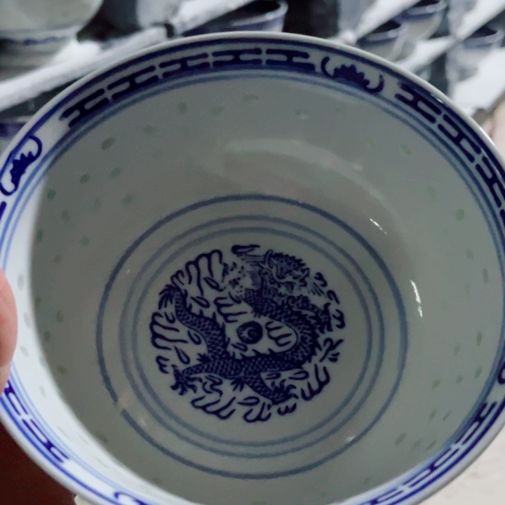 青花玲珑6寸面碗龙纹