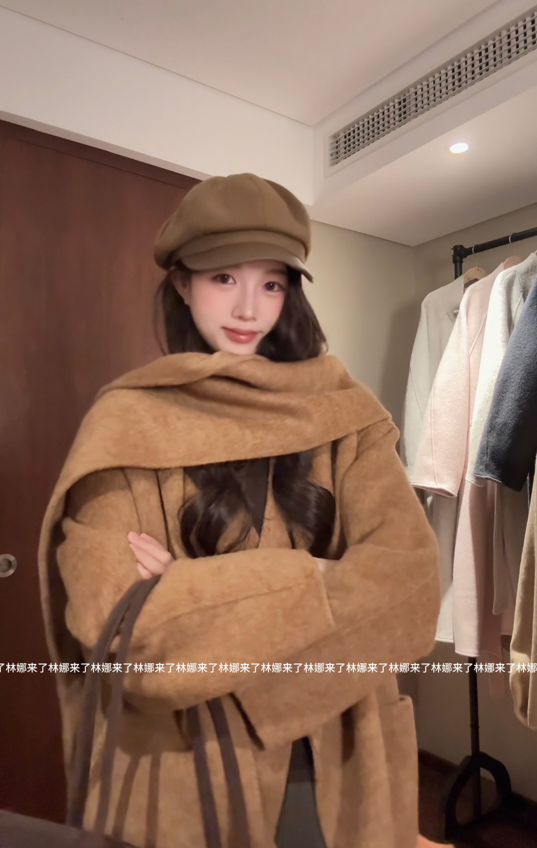 林娜来了【秋日美学】羊毛双面呢大衣女秋冬长款连帽流苏羊毛大衣