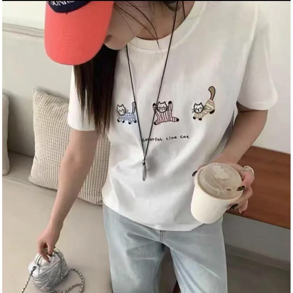 《雪儿老板娘专属》三只小猫休闲女T恤   3818