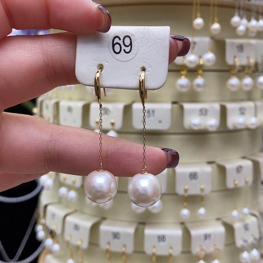 淡水珍珠耳饰18K金镶嵌