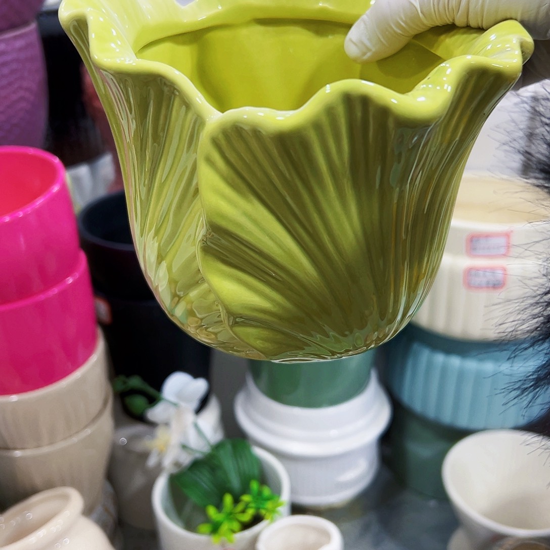 有孔外贸尾单陶瓷花盆凑单10米包邮