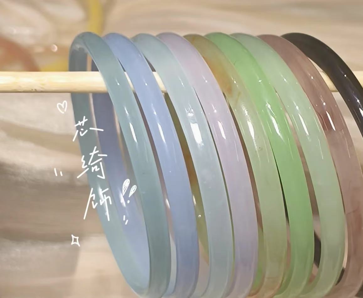 非金属玻璃手镯 古风琉璃叮当手镯（6mm手镯）防玉白月光手镯