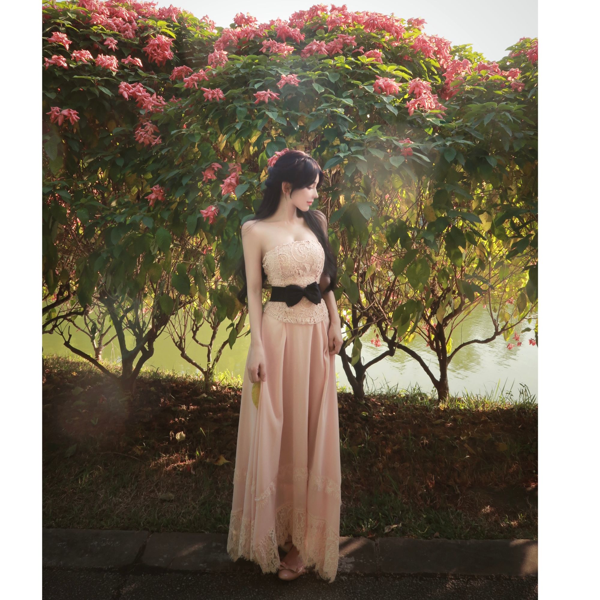 WW定制「樱吹雪」显瘦气质法式仙气网红长款小众设计感上衣半裙套装