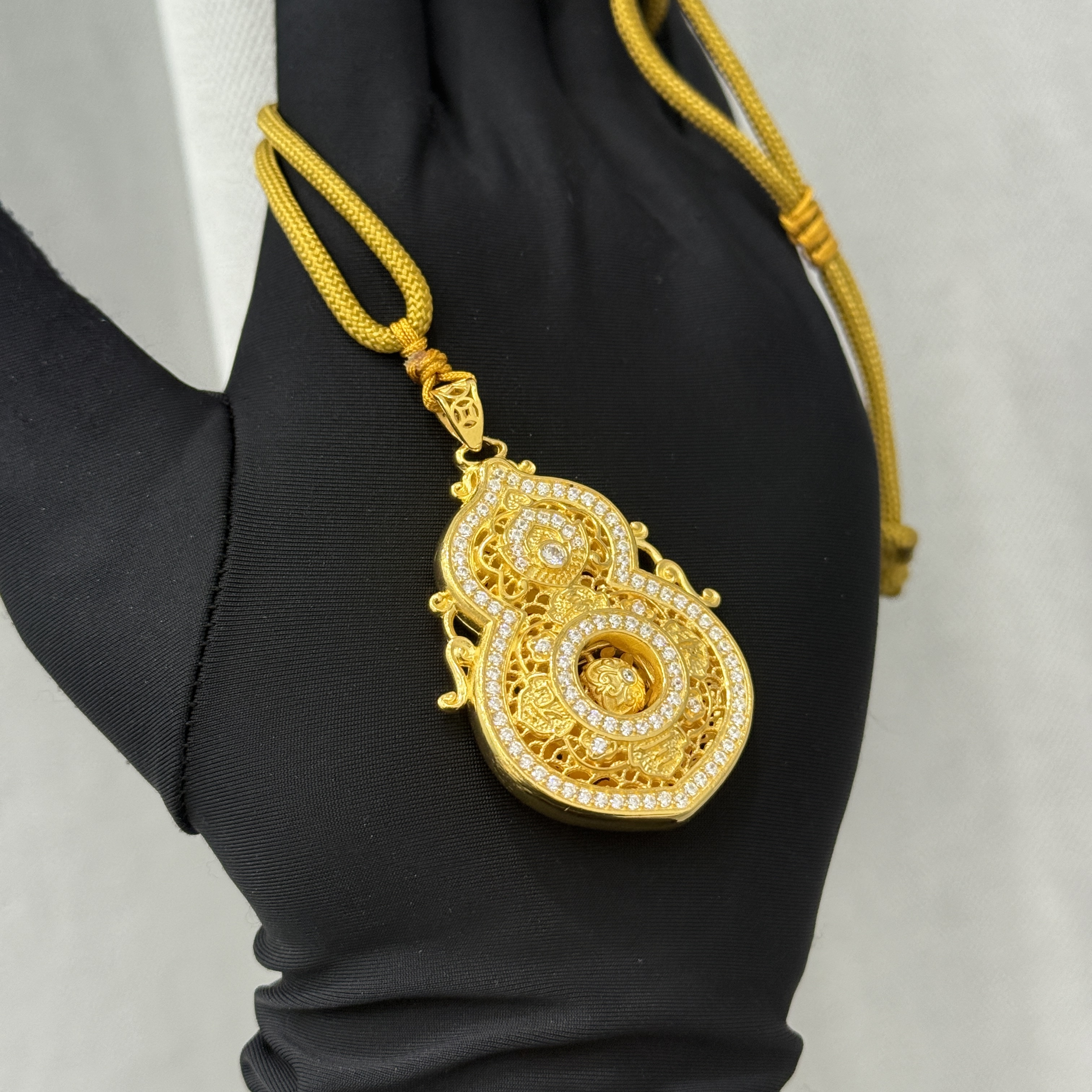 吊坠足银 足银新款四美葫芦时来运转编绳套链