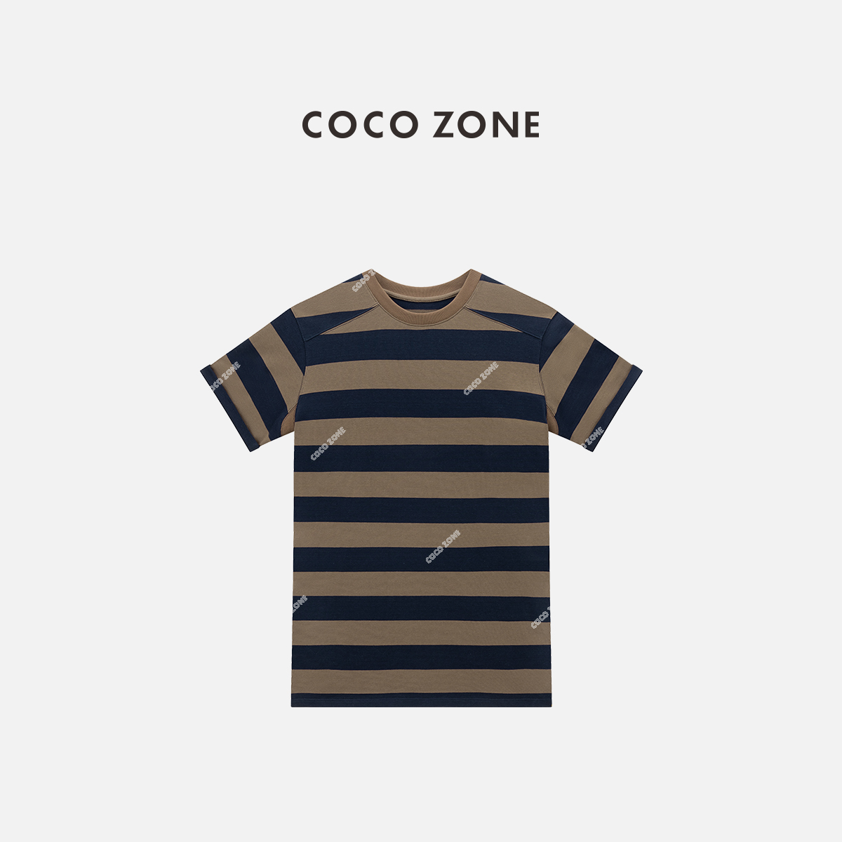 COCO ZONE刘一一 “怦然心动”100棉撞色条纹连衣裙显瘦CC2C1286