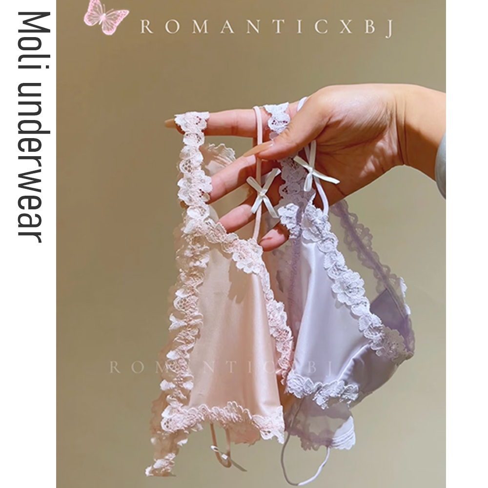 Moli高定·梦幻芭蕾｜纯欲性感缎面甜美蕾丝内裤女蝴蝶结腿环诱惑