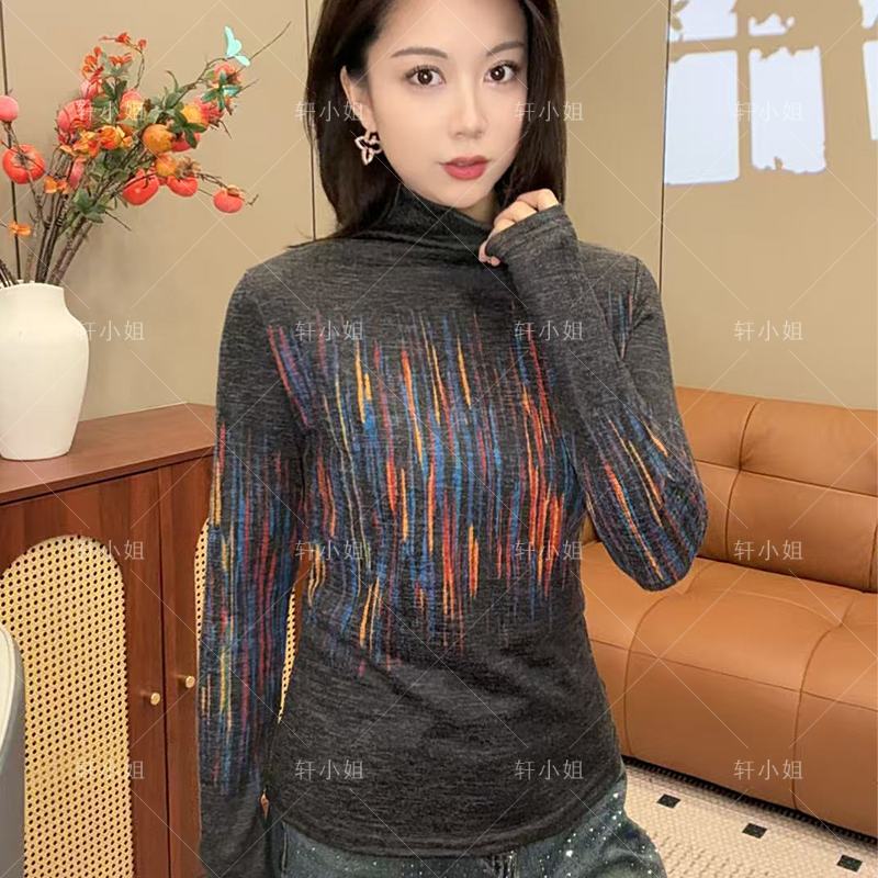 【轩小姐】设计感高领长袖打底衫气质显瘦小衫新中式国风女装66018
