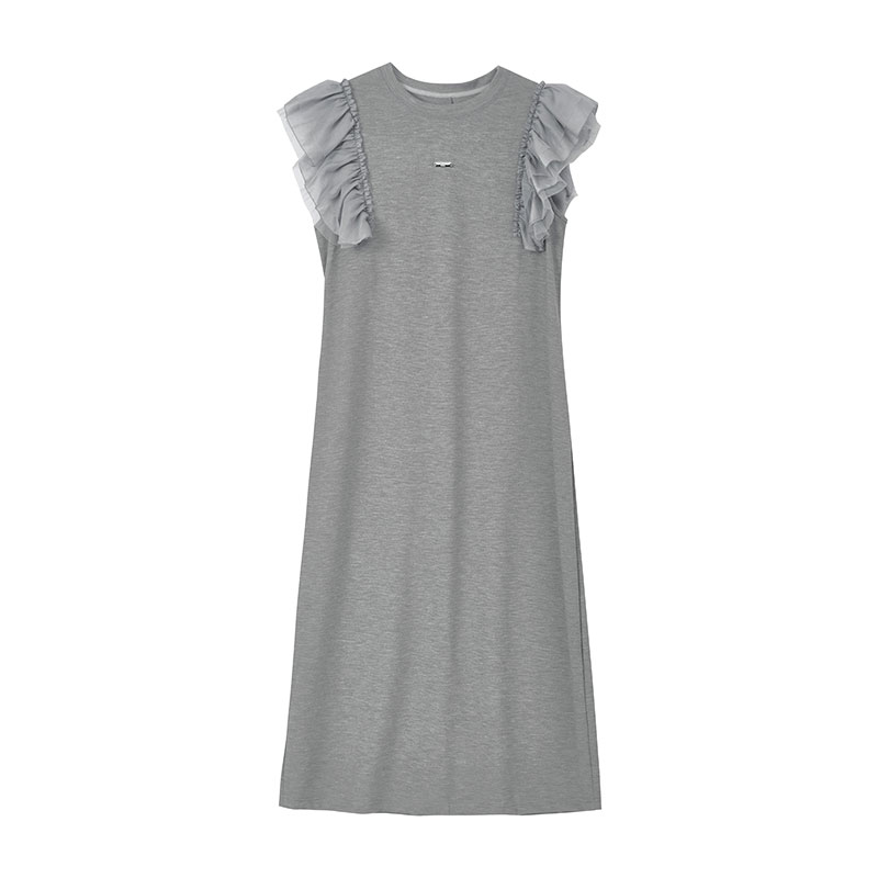 【籽言专属】时尚木耳边T恤连衣裙N2665