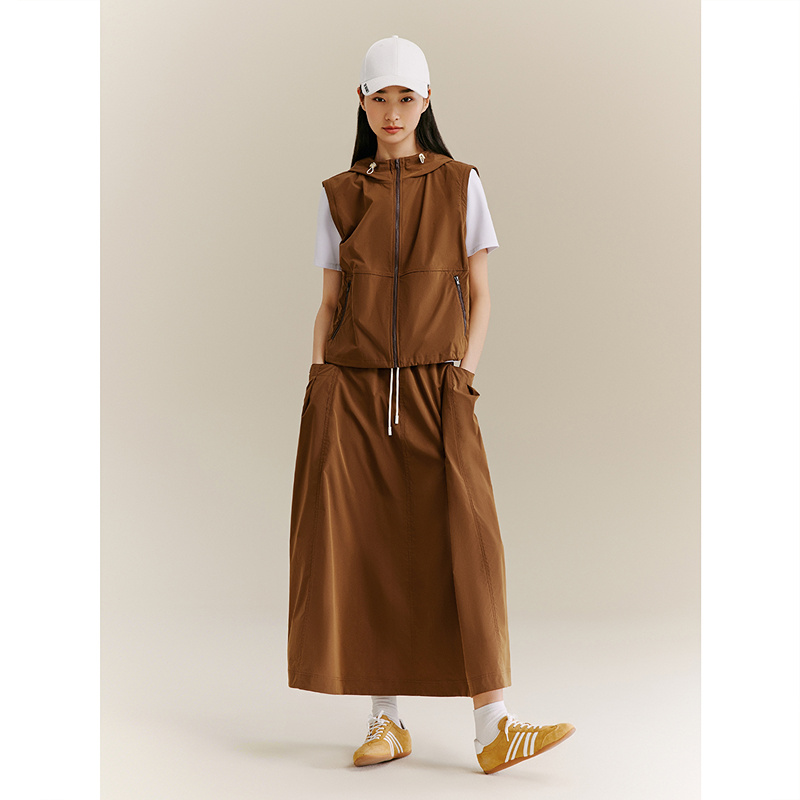 XII BASKET十二篮25秋新款山系户外运动棕色工装半裙女7C35350080