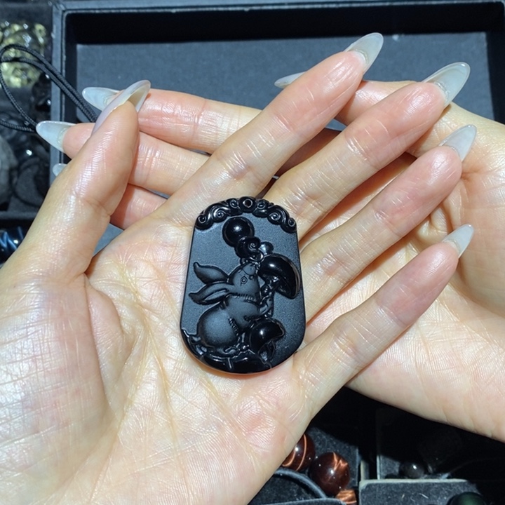 黑曜岩吊坠(不含链)未镶嵌橘***?