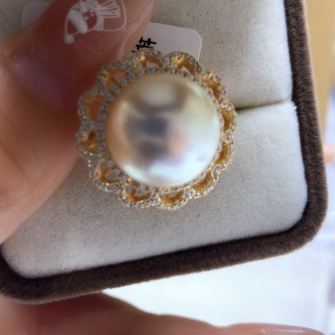 海水珍珠戒指银S925镶嵌