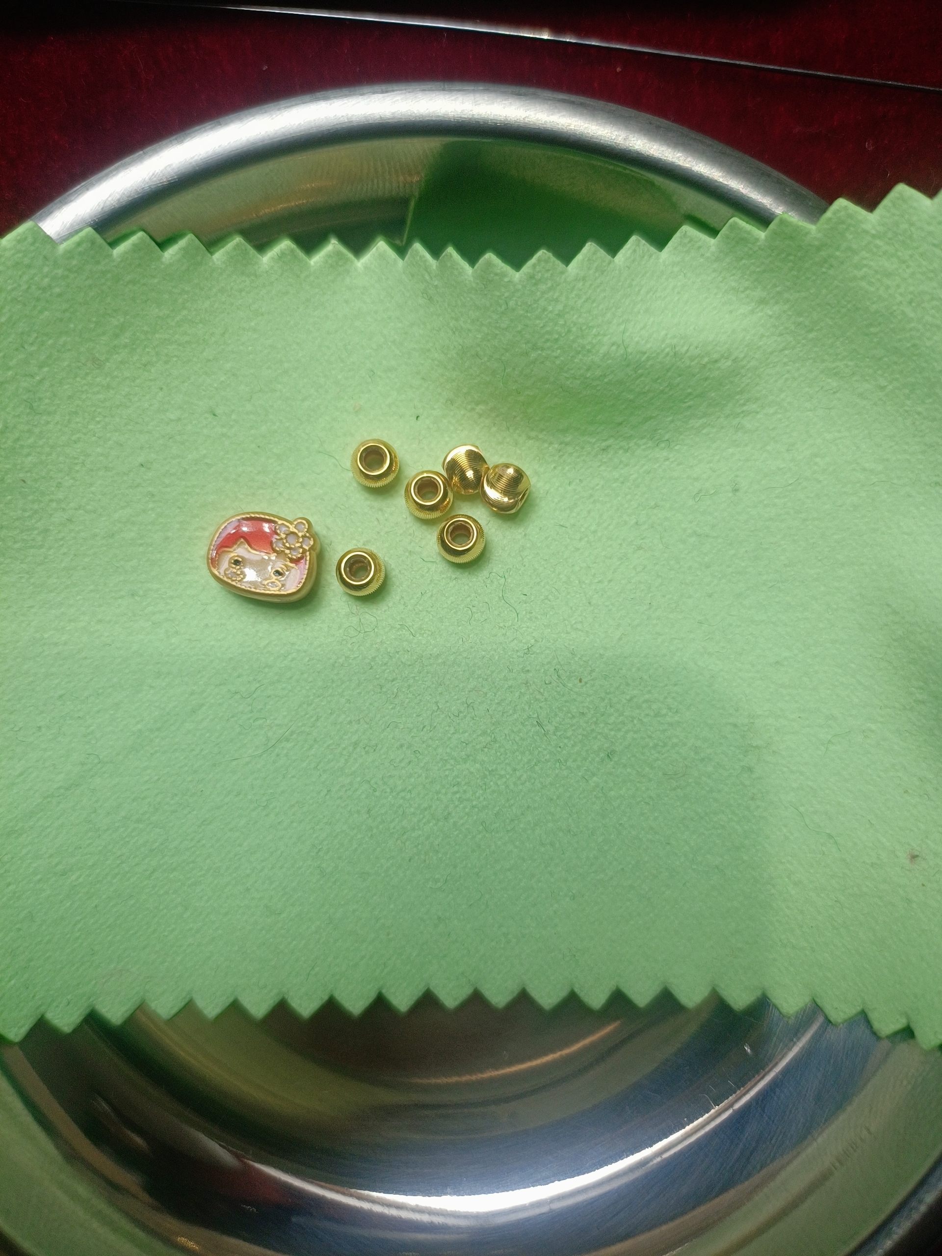 足金999硬金烧蓝小女娃4/金珠1.439克戒指