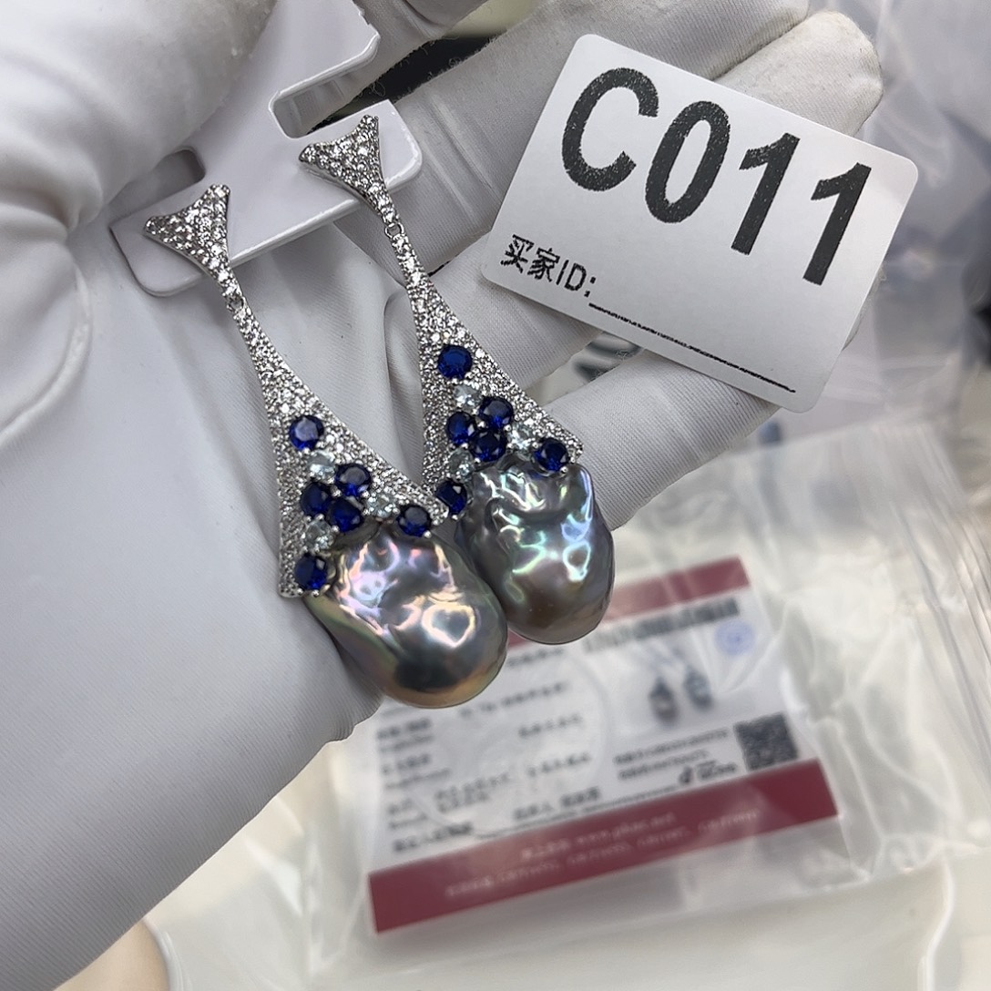 淡水珍珠耳饰合金