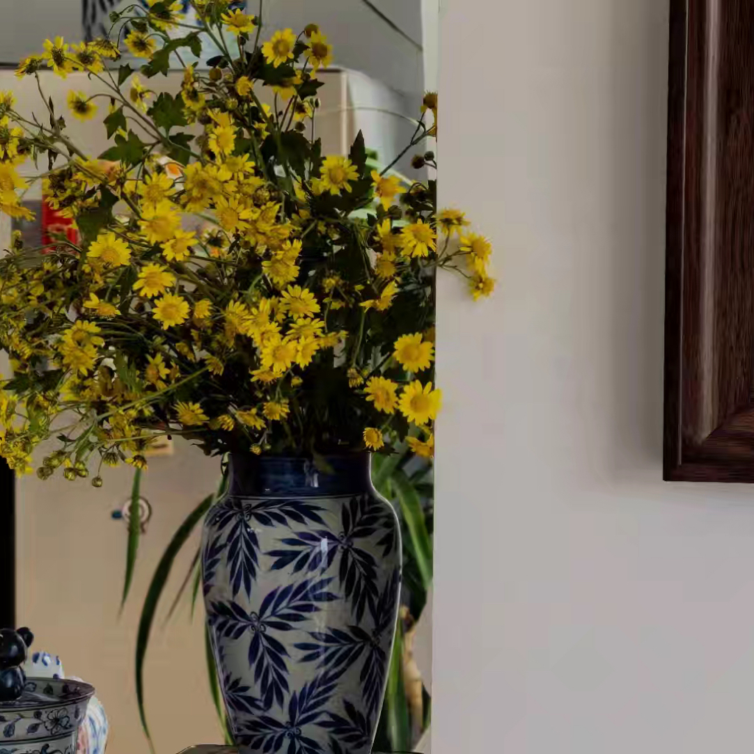 【若玉古美】卷草花瓶手工手绘釉下彩高温瓷