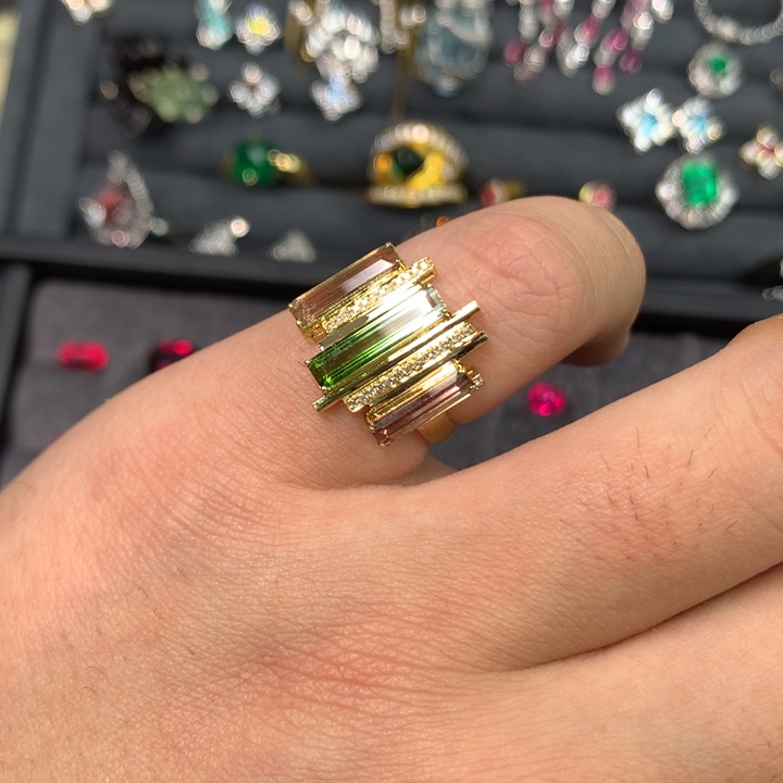 S***e戒指18K金镶嵌碧玺