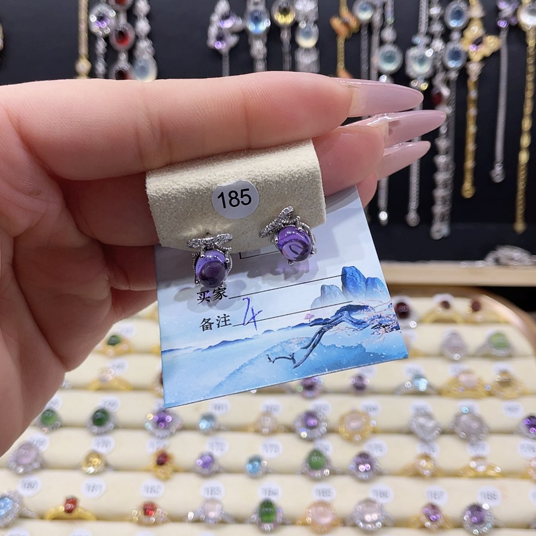 紫晶耳钉银S925镶嵌～***?耳钉4