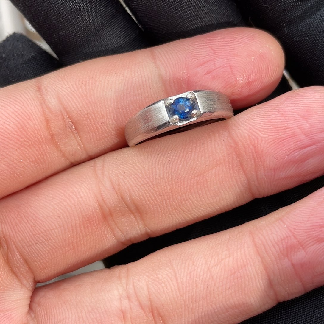 戒指蓝宝石银S925镶嵌孤*.