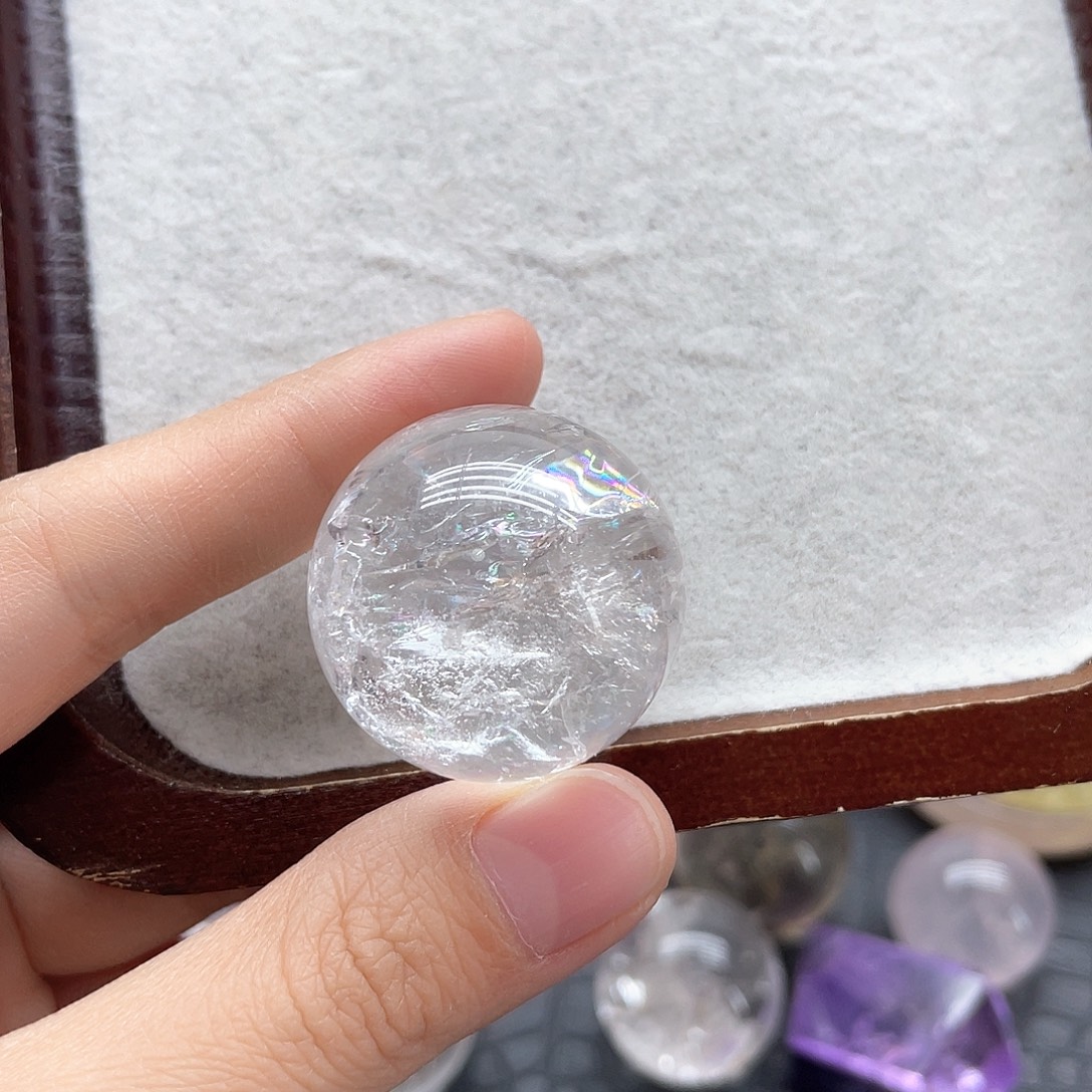 未镶嵌水晶珠宝半成品74白水晶球卡3mm
