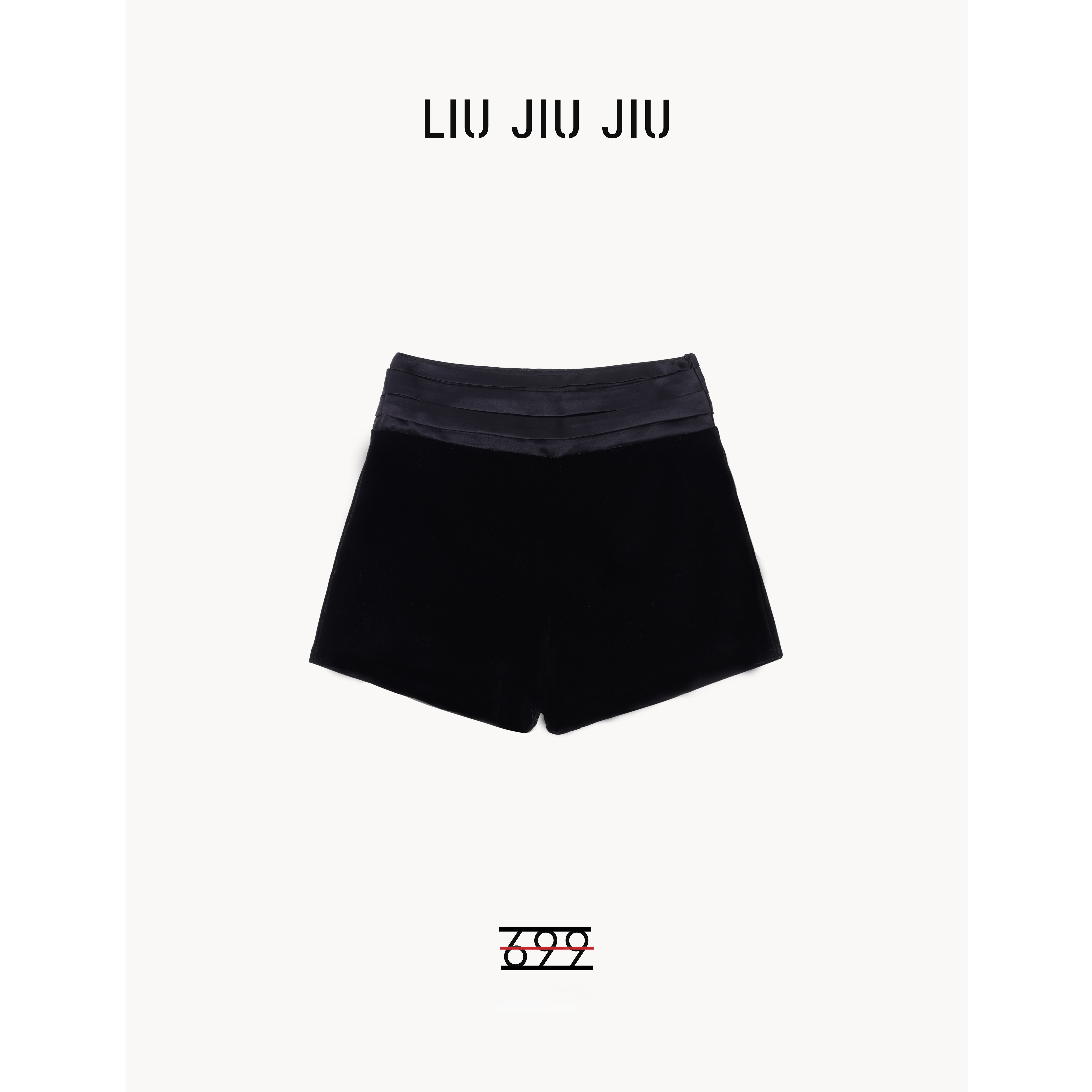 LIUJIUJIU 复古轻奢名媛千金风高级感丝绒腰头拼接短裤DK4662L