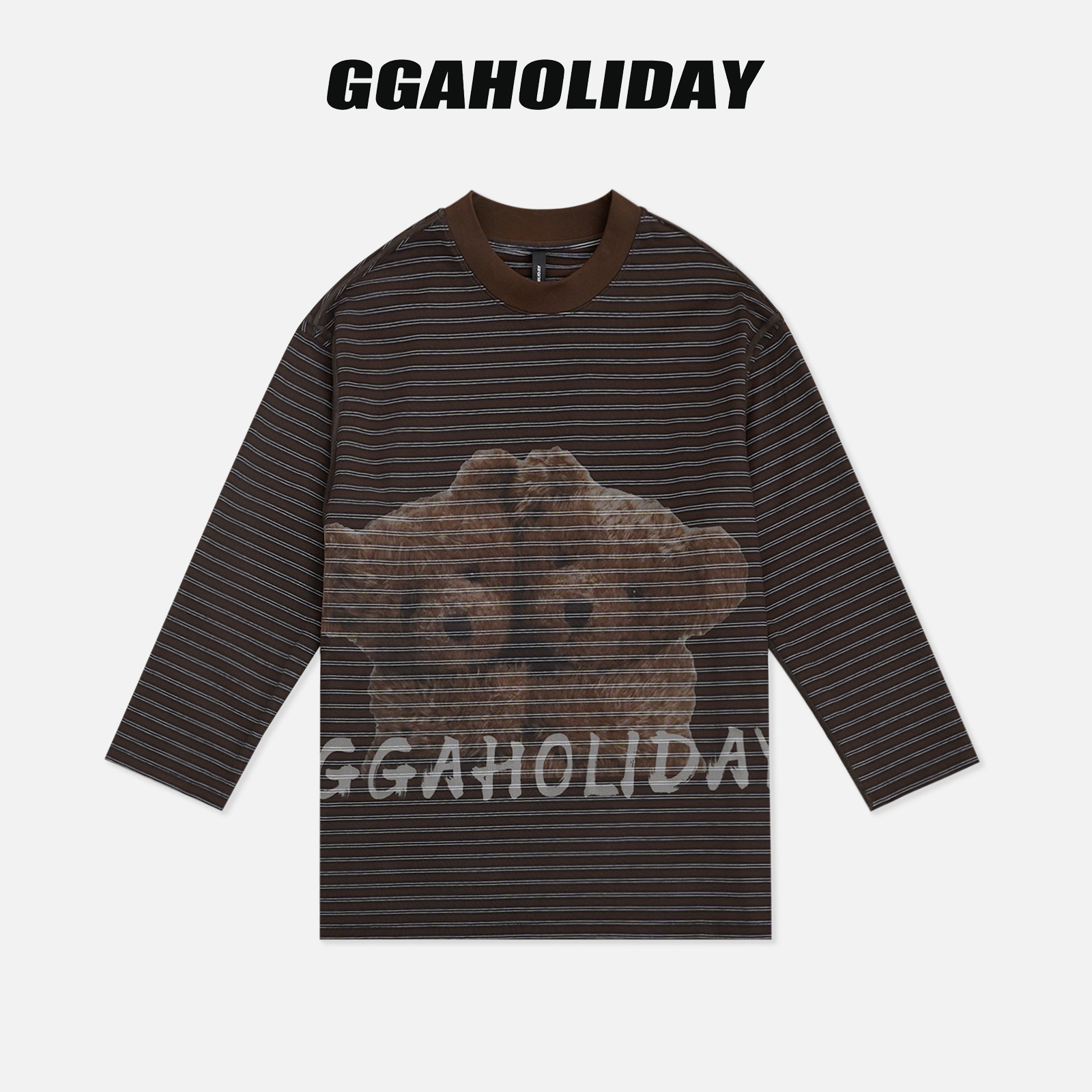 【上新】GGAHOLIDAY秋季美式打底宽松简约印花百搭长袖T恤154134