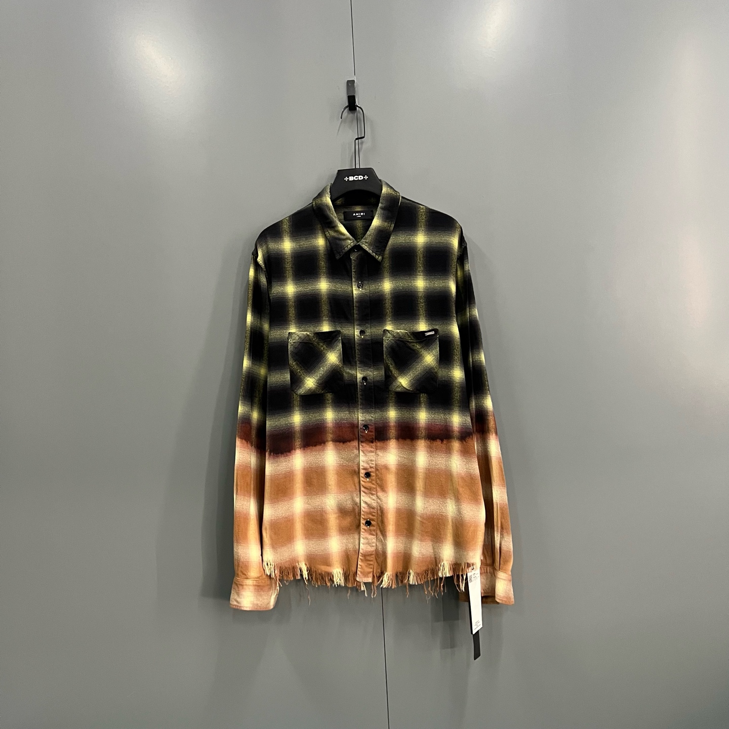 99新 AMIRI jp1226 渐变格纹口袋衬衫 40码 103150