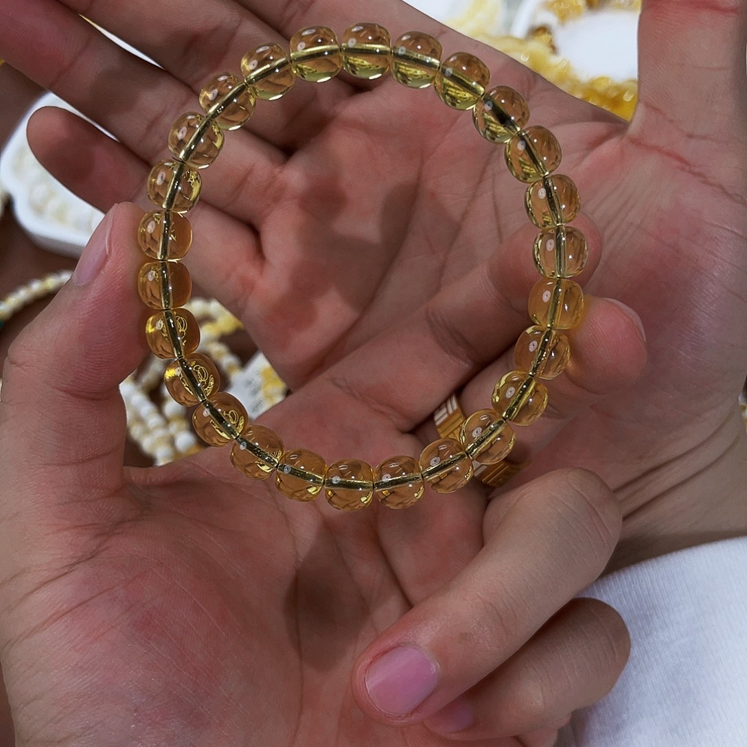 琥珀未镶嵌手链净水8m