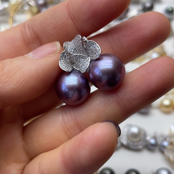 淡水珍珠耳饰银S925镶嵌