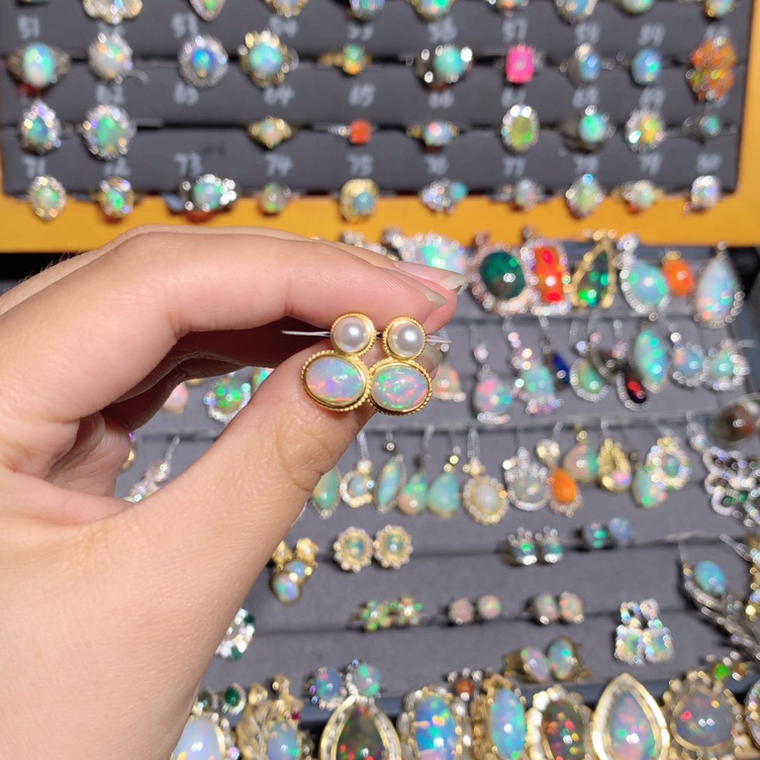 欧泊银S925镶嵌欧泊耳饰y大**✨