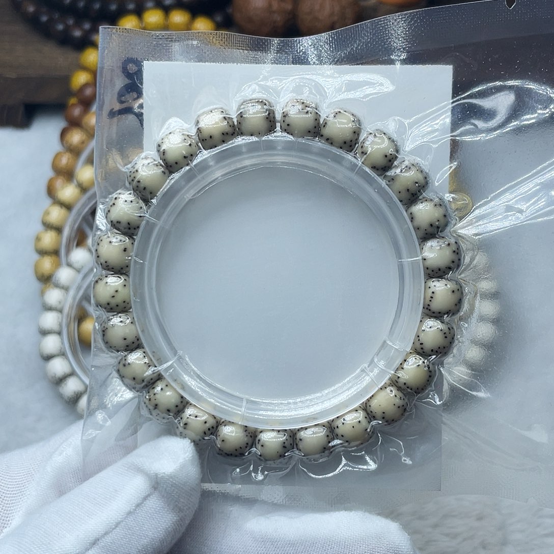 星月菩提手串原生态骨瓷白9✖️8侧留白针尖星