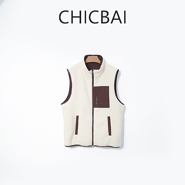 CHICBAI 撞色双面绒马甲S6439