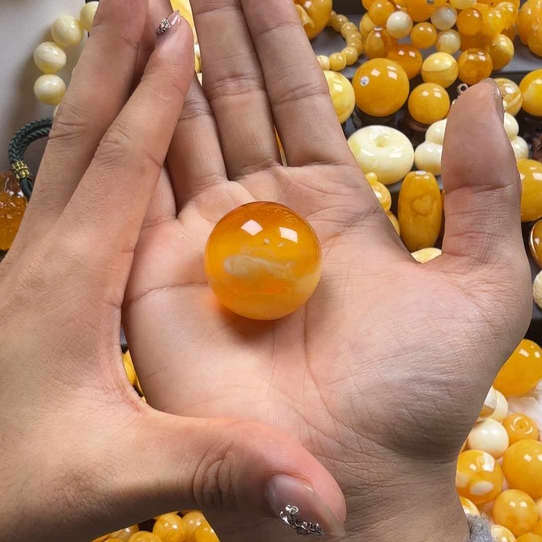 琥珀珠宝奇石未镶嵌锁骨32mm